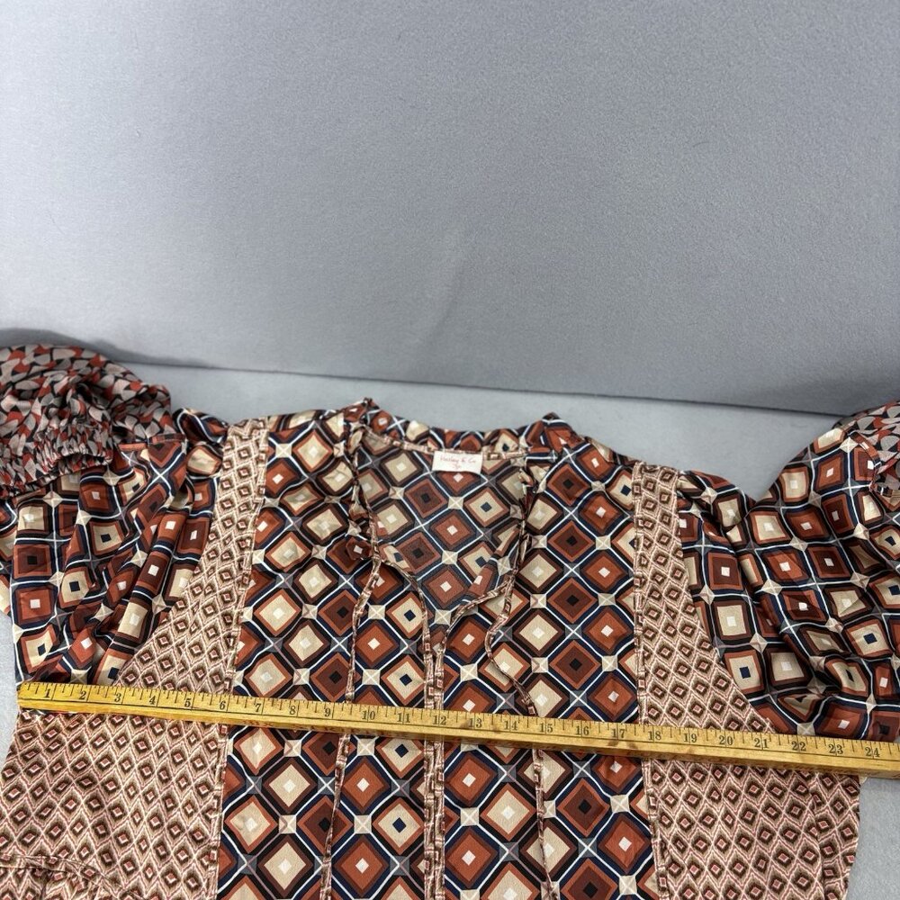 Hailey & Co Geometric Brown & Orange Tiered Ruffle Dress SZ 3XL Boho, Peasant - Picture 9 of 12